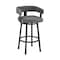Armen Living Lorin 30" Bar Height Swivel Bar Stool in Black Finish and Gray Faux Leather LCLRBAMBVG30 - alternate 1